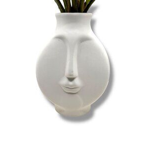 Modern White Ceramic Face Vase